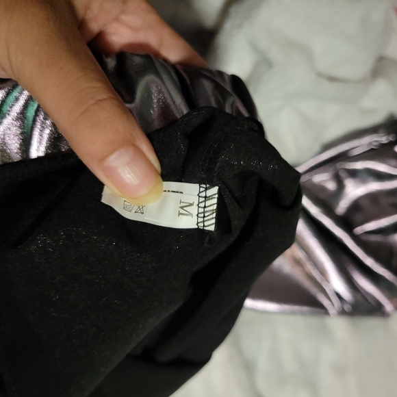 Metallic Rose Silver Size Medium Elastic Waist Pants - Picture 5 of 5